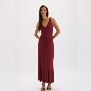 AFENDS RIB ORGANIC COTTON KNIT MAXI DRESS